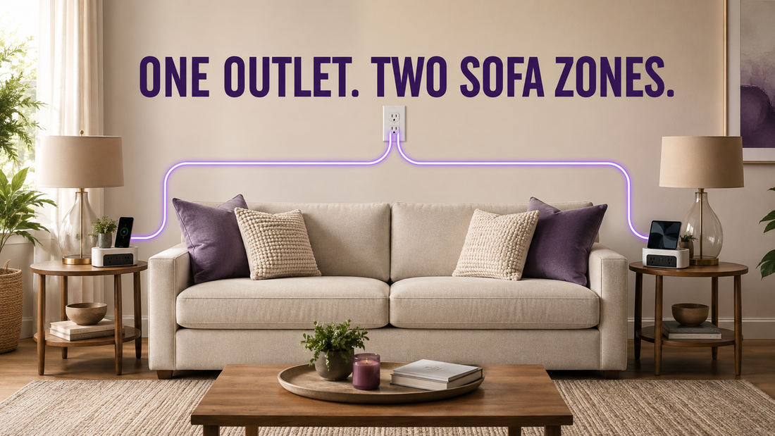 TwinFlex concept distributing power from one wall outlet to both ends of a couch