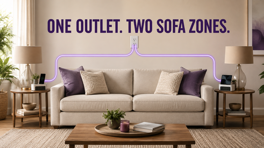TwinFlex concept distributing power from one wall outlet to both ends of a couch