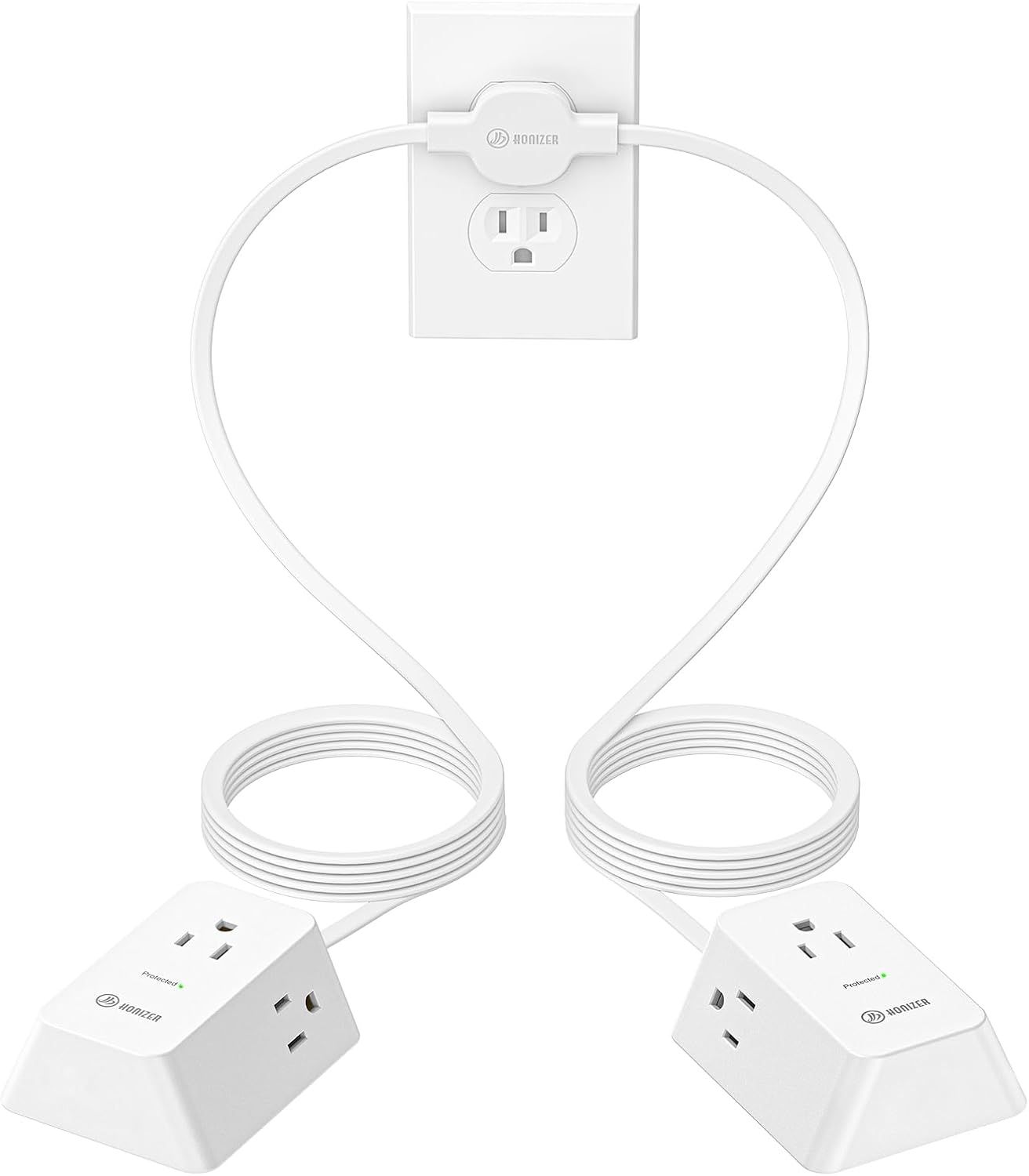 12FT Split Extension Cord Flat Plug,6 Widely Outlets,Dual Extension Cord