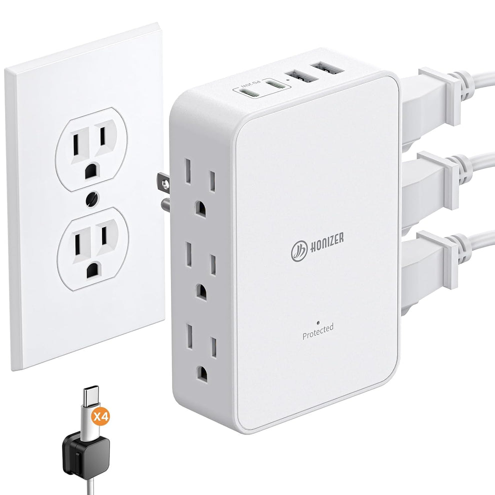 Outlet Splitter Ruler Outlet Splitter with 6 AC Side Outlets and USB C – HONIZER