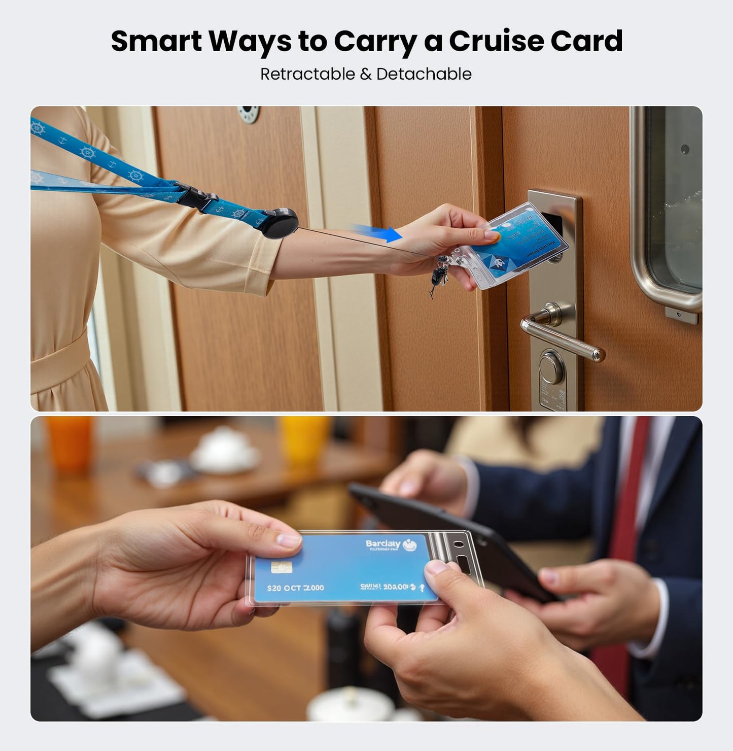 Cruise Essentials 2025 – 4 Cruise Luggage Tags Holder with 2 Lanyards, Cruise-Approved Power Strip with 2 USB C, 4 Magnetic Hooks, 2 Waterproof Phone Holders, 2 Towel Bands