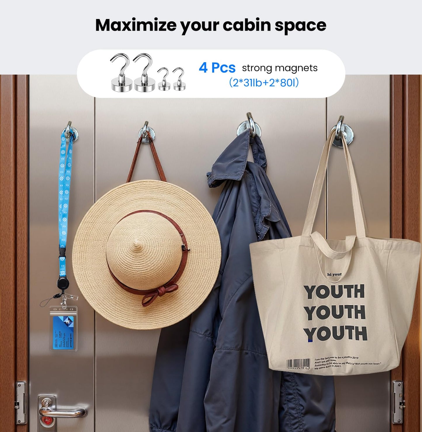 Cruise Essentials 2025 – 4 Cruise Luggage Tags Holder with 2 Lanyards, Cruise-Approved Power Strip with 2 USB C, 4 Magnetic Hooks, 2 Waterproof Phone Holders, 2 Towel Bands