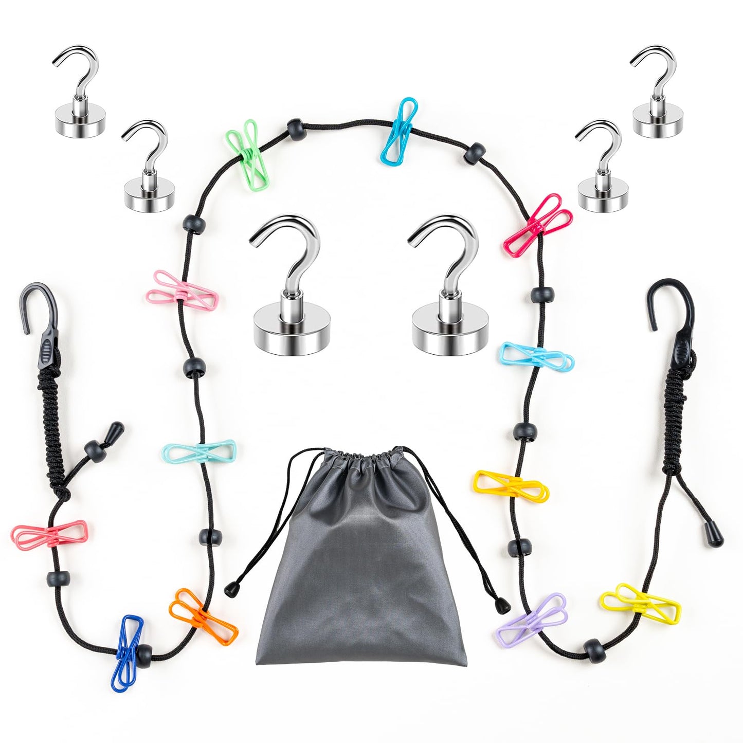 No-Sag Cruise Clothesline,Cruise Essential 2026, 6PCS Magnetic Hooks 32/20mm | for holding Wet Towels Swimsuits Clothes in Cruise Ship Cabin RV