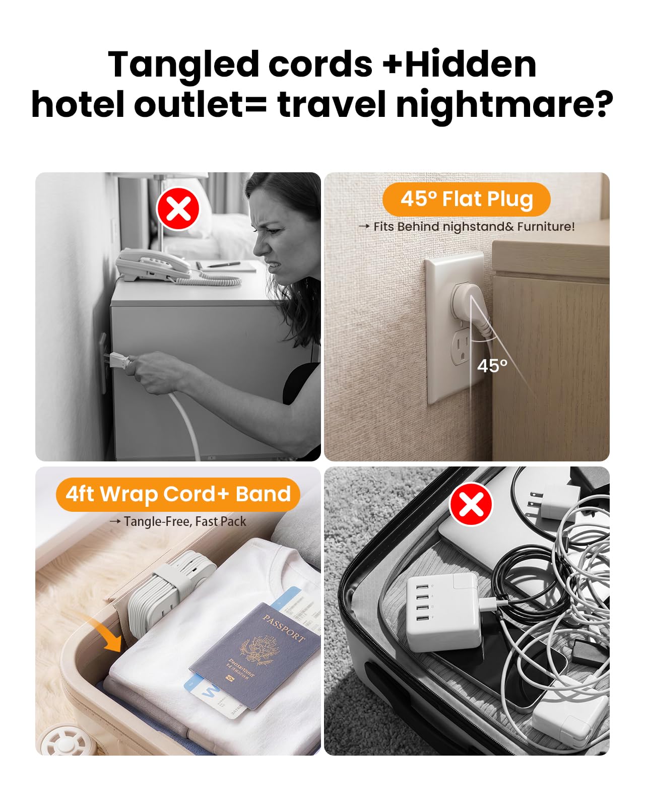 10 in1 Cruise Approved Travel Power Strip USB C 20W, Travel Essential