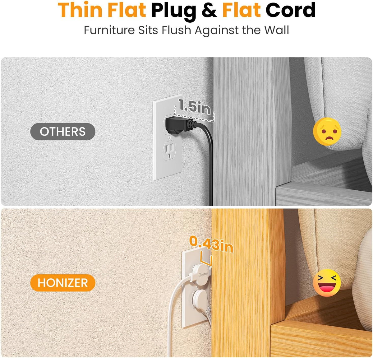 12FT Split Flat Extension Cord,Twin Extension Cord Flat Plug with Wall Tape